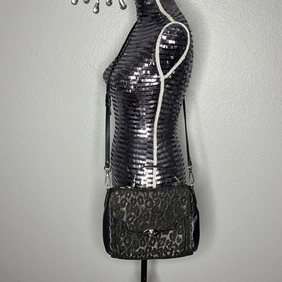 Coach Black Leopard Crossbody Purse - Picture 2 of 9